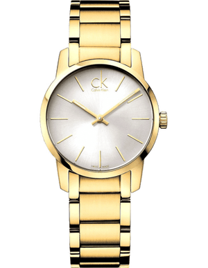 Calvin Klein City White Dial Gold Steel Strap Watch for Women - K2G23546