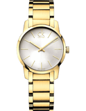 Calvin Klein City White Dial Gold Steel Strap Watch for Women - K2G23546