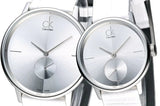 Calvin Klein Accent Silver Dial White Leather Strap Watch for Women - K2Y231K6