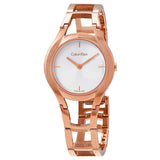 Calvin Klein Class White Dial Rose Gold Steel Strap Watch for Women - K6R23626