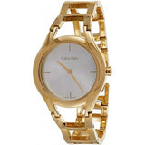 Calvin Klein Class White Dial Gold Steel Strap Watch for Women - K6R23526