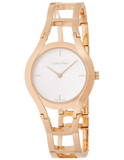 Calvin Klein Class White Dial Rose Gold Steel Strap Watch for Women - K6R23626