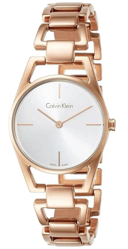 Calvin Klein Dainty White Dial Rose Gold Steel Strap Watch for Women - K7L23646
