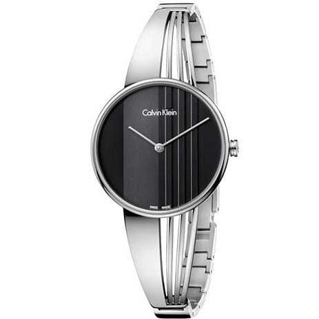 Calvin Klein Drift Black Dial Silver Steel Strap Watch for Women - K6S2N111