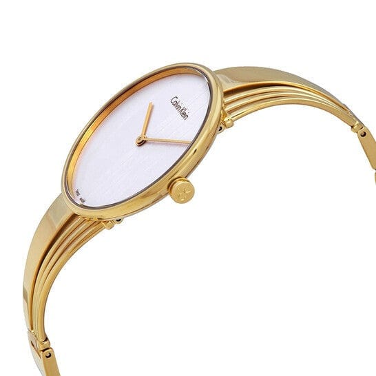 Calvin Klein Drift Silver Dial Gold Steel Strap Watch for Women - K6S2N516