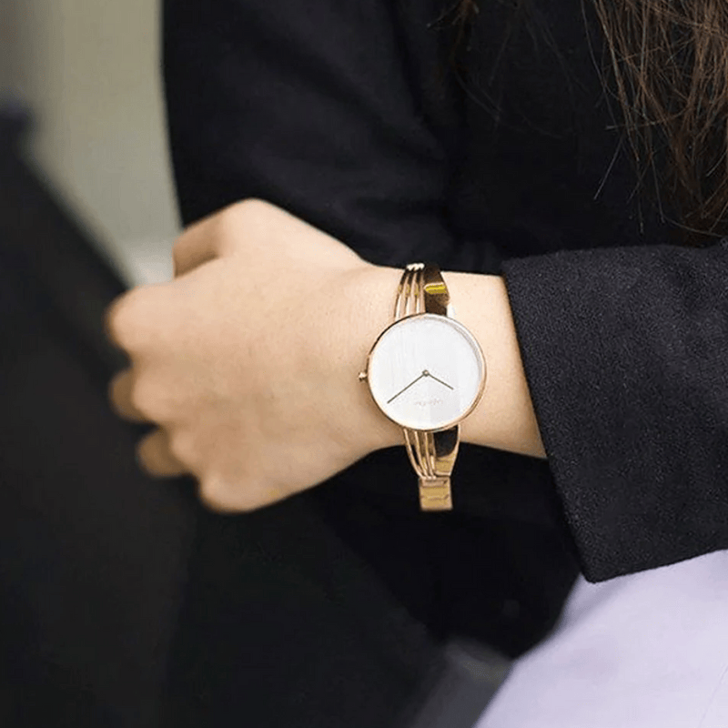 Calvin Klein Drift White Dial Rose Gold Steel Strap Watch for Women - K6S2N616