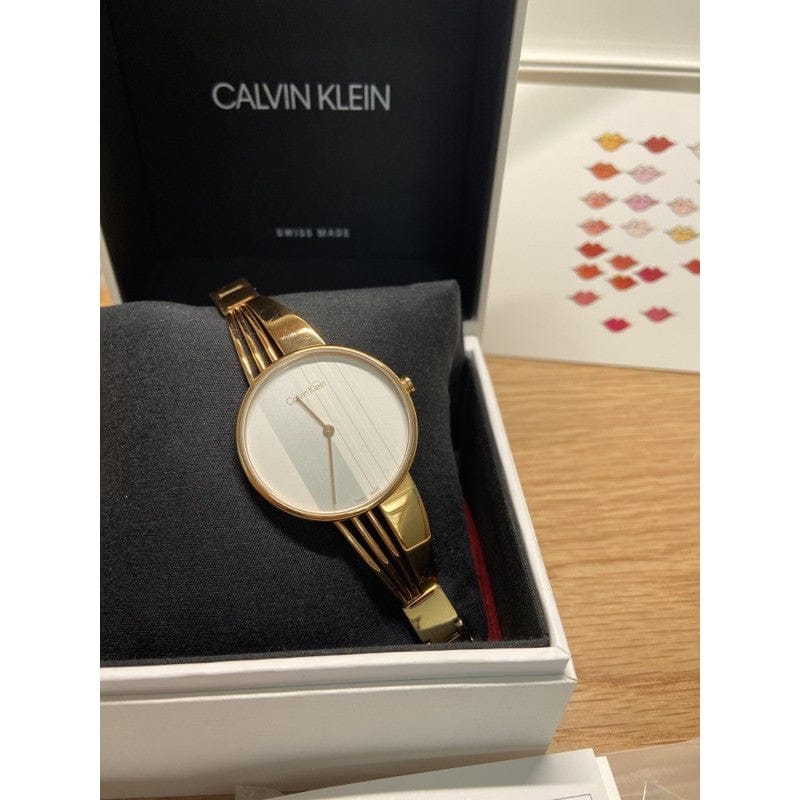 Calvin Klein Drift White Dial Rose Gold Steel Strap Watch for Women - K6S2N616