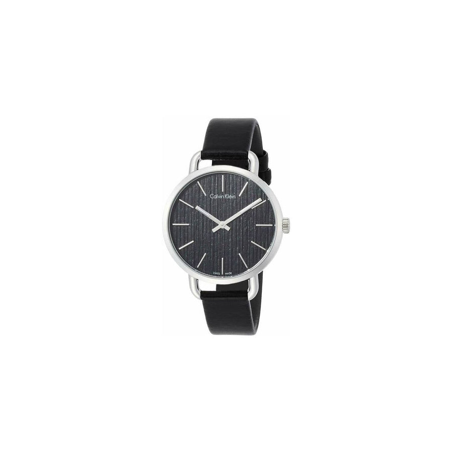Calvin Klein Even Black Dial Black Leather Strap Watch for Women - K7B231C1