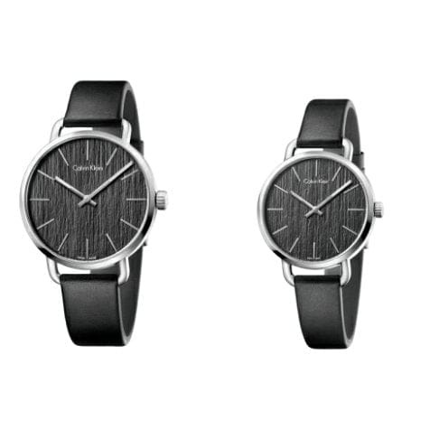 Calvin Klein Even Black Dial Black Leather Strap Watch for Women - K7B231C1