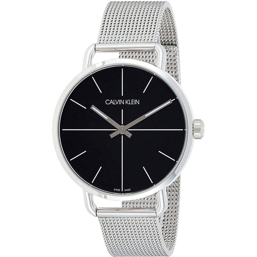 Calvin Klein Even Black Dial Silver Mesh Bracelet Watch for Women - K7B21121