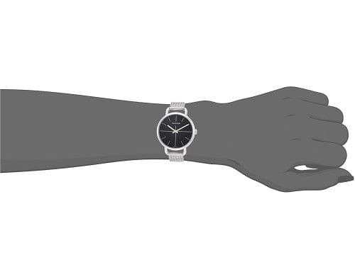 Calvin Klein Even Black Dial Silver Mesh Bracelet Watch for Women - K7B23121