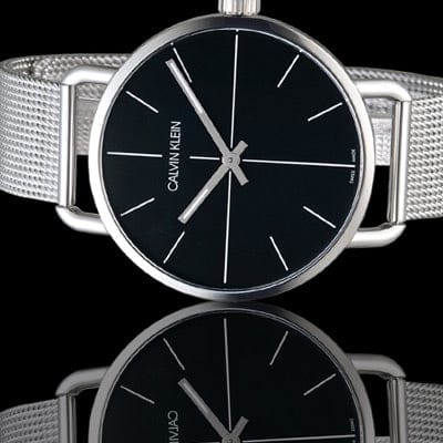 Calvin Klein Even Black Dial Silver Mesh Bracelet Watch for Women - K7B23121