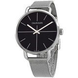 Calvin Klein Even Black Dial Silver Mesh Bracelet Watch for Women - K7B23121