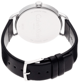 Calvin Klein Even Silver Black Leather Strap Watch for Women - K7B231C6