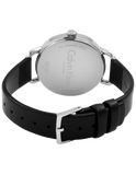 Calvin Klein Even Silver Black Leather Strap Watch for Women - K7B231C6