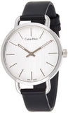 Calvin Klein Even Silver Black Leather Strap Watch for Women - K7B231C6