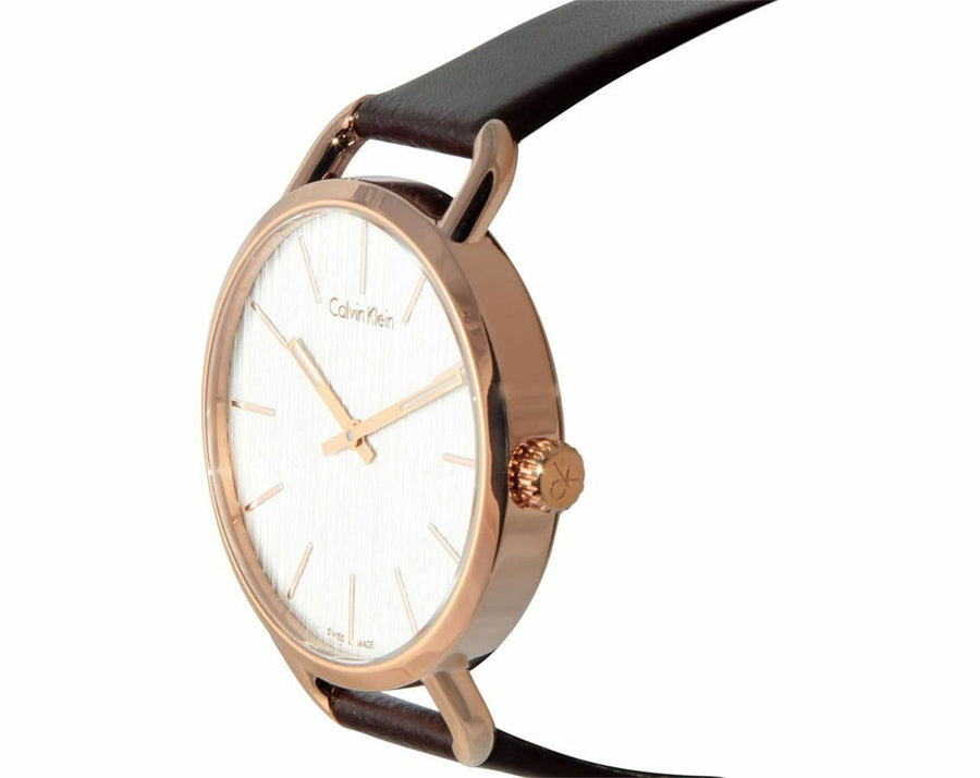 Calvin Klein Even White Dial Brown Leather Strap Watch for Women - K7B236G6