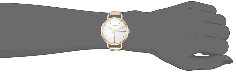 Calvin Klein Even White Dial Rose Gold Mesh Bracelet Watch for Women - K7B23626