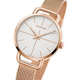 Calvin Klein Even White Dial Rose Gold Mesh Bracelet Watch for Women - K7B23626