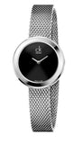 Calvin Klein Firm Black Dial Silver Mesh Bracelet Watch for Women - K3N23121