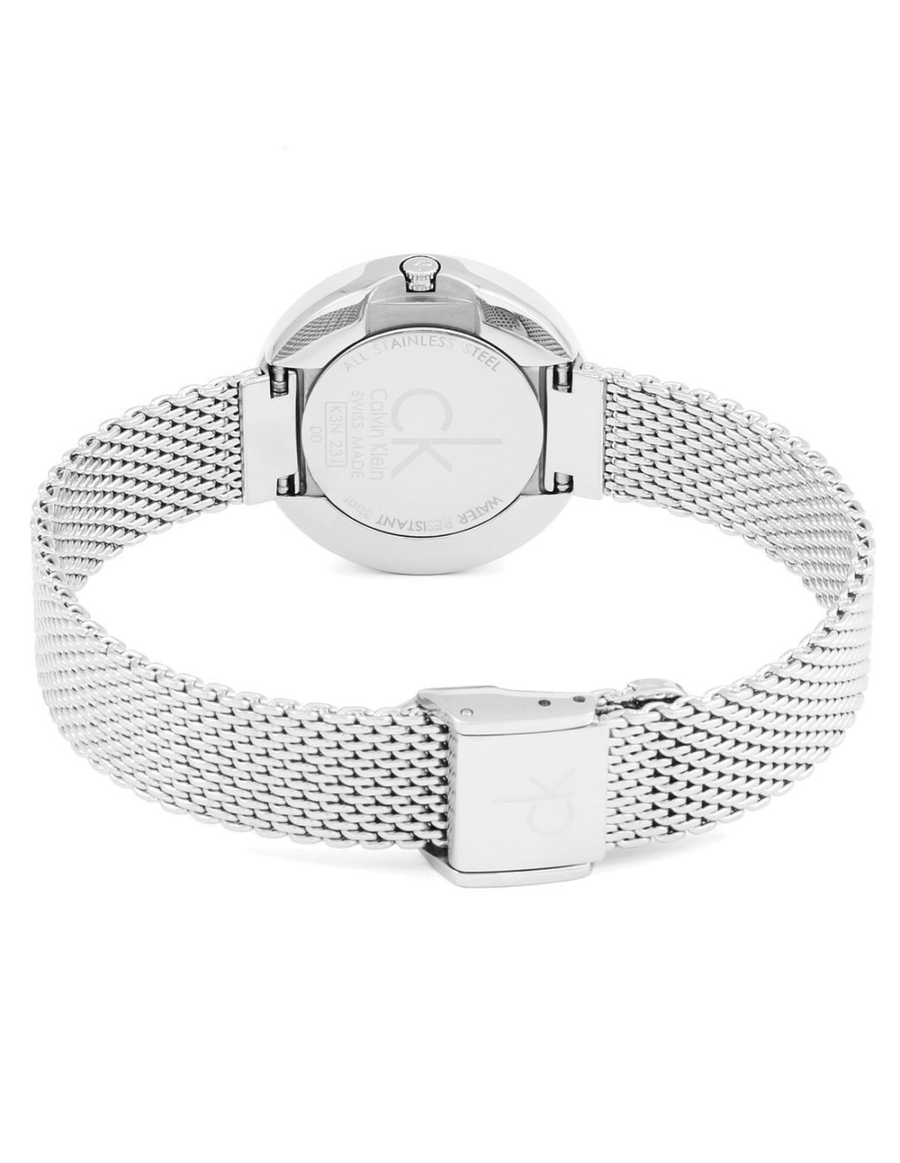 Calvin Klein Firm White Dial Silver Mesh Bracelet Watch for Women - K3N23126