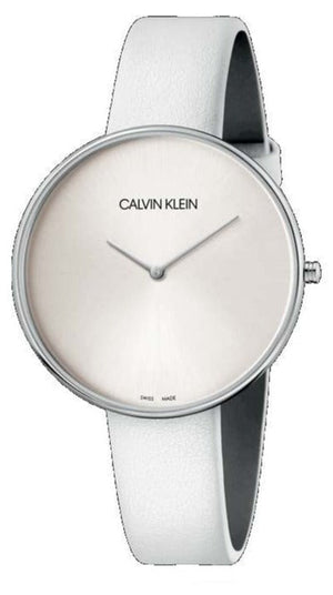 Calvin Klein Full Moon White Dial White Leather Strap Watch for Women - K8Y231L6