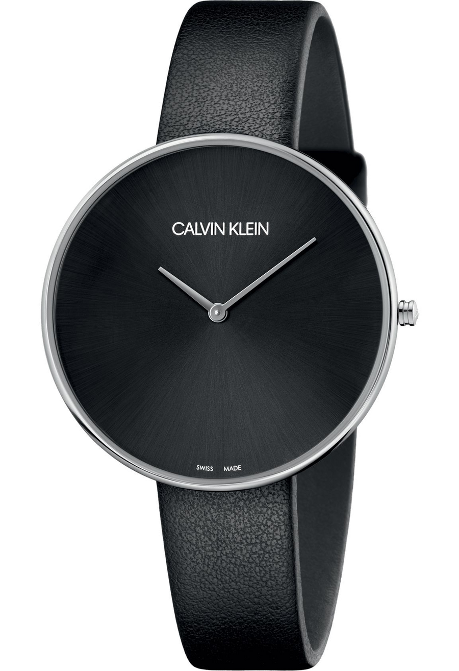 Calvin Klein Full Moon Black Dial Black Leather Strap Watch for Women - K8Y231C1
