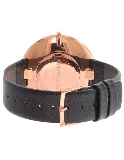 Calvin Klein Full Moon Black Dial Black Leather Strap Watch for Women - K8Y236C1