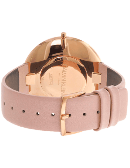 Calvin Klein Full Moon Silver Dial Pink Leather Stap Watch for Women - K8Y236Z6