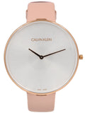 Calvin Klein Full Moon Silver Dial Pink Leather Stap Watch for Women - K8Y236Z6