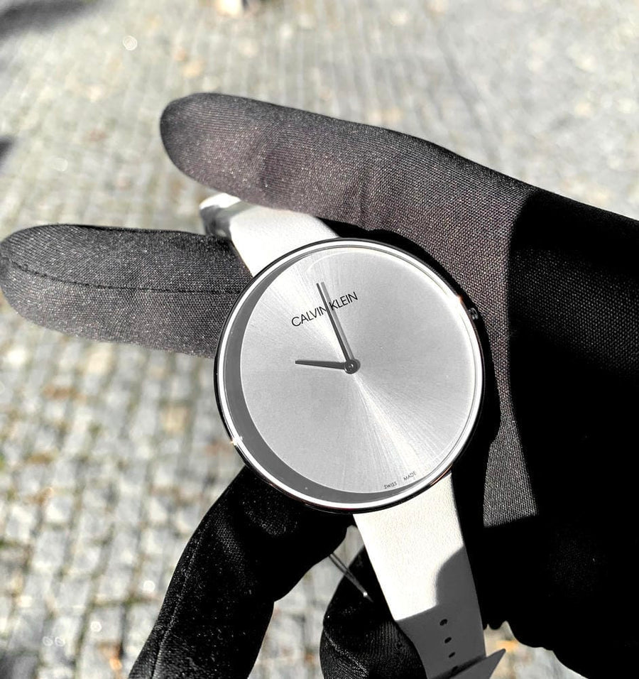 Calvin Klein Full Moon White Dial White Leather Strap Watch for Women - K8Y231L6