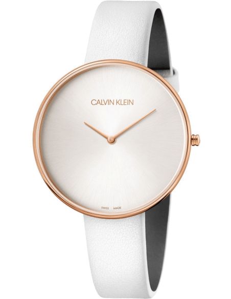 Calvin Klein Full Moon White Dial White Leather Strap Watch for Women - K8Y236L6