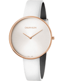 Calvin Klein Full Moon White Dial White Leather Strap Watch for Women - K8Y236L6