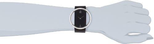 Calvin Klein Glam Transparent Dial Black Leather Strap Watch for Women - K9423107