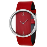 Calvin Klein Glam Transparent Dial Red Leather Strap Watch for Women - K9423144