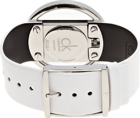 Calvin Klein Glam Transparent Dial White Leather Strap Watch for Women - K9423101