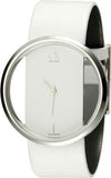 Calvin Klein Glam Transparent Dial White Leather Strap Watch for Women - K9423101