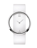 Calvin Klein Glam Transparent Dial White Leather Strap Watch for Women - K9423101