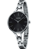 Calvin Klein Graphic Black Dial Silver Steel Strap Watch for Women - K7E23141