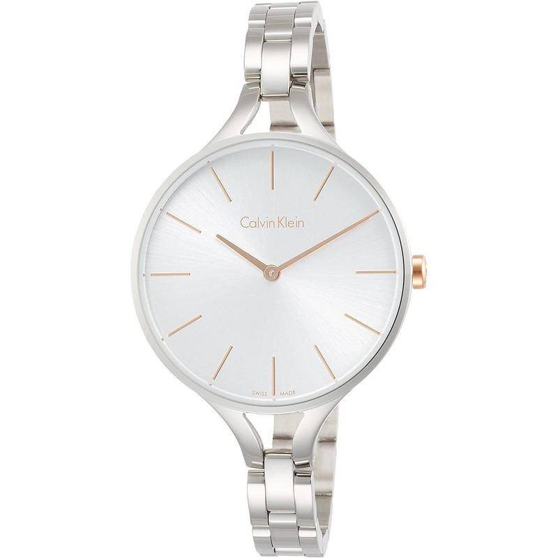Calvin Klein Graphic Silver Dial Silver Steel Strap Watch for Women - K7E23B46