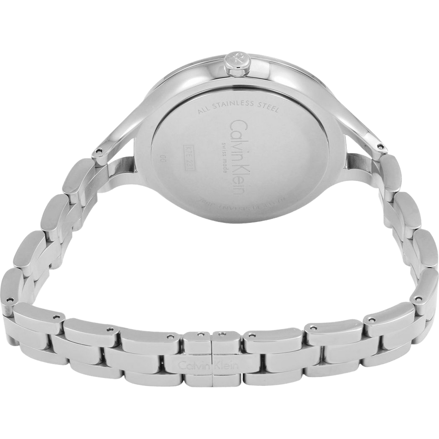 Calvin Klein Graphic White Dial Silver Steel Strap Watch for Women - K7E23146