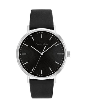 Calvin Klein High Noon Quartz Black Dial Black Leather Strap Watch for Men - K8M211C1