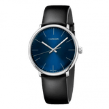 Calvin Klein High Noon Quartz Blue Dial Black Leather Strap Watch for Men - K8M211CN