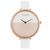 Calvin Klein Rise White Dial White Leather Strap Watch for Women - K7A236LH