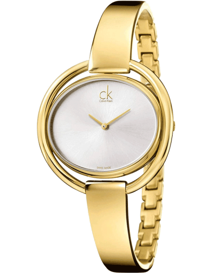 Calvin Klein Impetuous White Dial Gold Steel Strap Watch for Women - K4F2N516