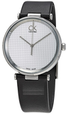 Calvin Klein Sight Silver Dial Black Leather Strap Watch for Men - K1S21120