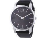 Calvin Klein City Black Dial Black Leather Strap Watch for Men - K2G21107