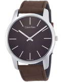 Calvin Klein City Brown Dial Brown Leather Strap Watch for Men - K2G211GK