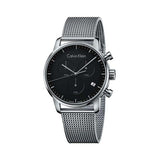 Calvin Klein City Chronograph Black Dial Silver Mesh Bracelet Watch for Men - K2G27121