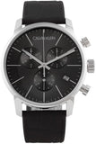 Calvin Klein City Chronograph Black Dial Black Leather Strap Watch for Men - K2G271C3